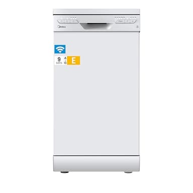 Midea SF 3.45NW PRO Geschirrspüler 45 cm Freistehend und Unterbaufähig, 9 Maßgedecke, Spülmaschine mit WLAN, 6 Programme, 3/6/9h Startzeitvorwahl, 47 dB, Weiß