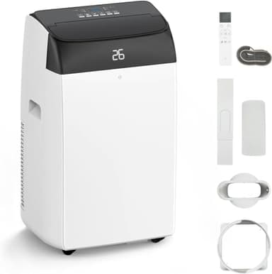 Leises 4-in-1 Mobiles Klimagerät 12000 BTU | Kühlen/Ventilieren/Entfeuchten/Follow-Me | Für Räume Bis 43–51㎡ Abluftschlauch+Digitaldisplay+Fernbedienung+24h-Timer