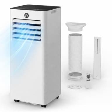 JUMMICO 7000 BTU Mobile Klimaanlage mit Abluftschlauch & Fensterkit | 4-in-1: Kühlen, Entfeuchten, Ventilator, Schlafmodus | Leise (45 dB) | Mit Fernbedienung & Timer | Für Räume bis 20 m²