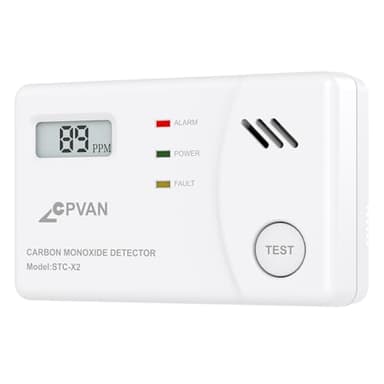 CPVAN Kohlenmonoxid Melder mit 10 Jahre Sensor, TÜV Zertifiziert CO Melder mit Austauschbarer Batterie und Digitalem Display, CO Warner mit Testknopf, Europäische Norm EN50291,1er Set