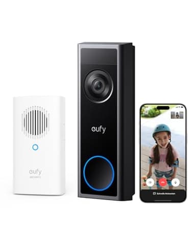 eufy Security kabellose Türklingel mit Kamera C31 & Chime, 2K FHD, Zwei Stromoptionen, Live-Videoanruf, Einfache Montage, Schnellwechsel-Akku, 24/7 Aufnahme, ohne ABO-Kosten