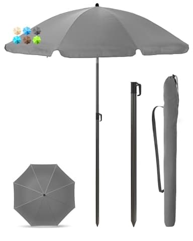 Menz Sonnenschirm Balkon 180 cm + Sonnenschirmhülle - UV50+ Strandschirm, Balkonschirm mit Knickfunktion, Gartenschirm, Sonnenschirm Strand - Fb. Anthrazit