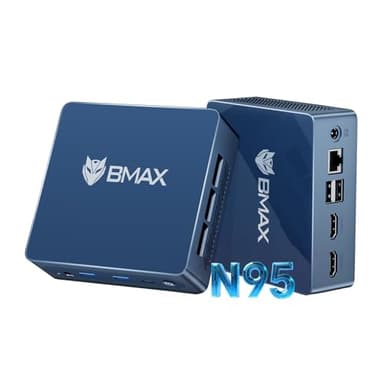 BMAX B4 Plus Mini PC Windows 11 Pro 12GB LPDDR5 512GB M.2 SSD Intel N95(bis zu 3.4Ghz) Micro Desktop Computer mit 4K HDMIx2/ Type-C/LAN/WiFi 5/BT 5.0/4xUSB, Klein PC für Home Office & Heimkino