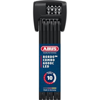 ABUS Faltschloss Bordo 6000C LED mit SH Schlosshalterung - faltbares Fahrradschloss mit beleuchtetem Zahlencode - ABUS-Sicherheitslevel 10 - Länge 90 cm