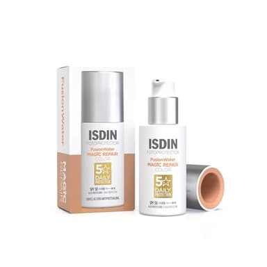 ISDIN Fusion Water MAGIC Repair Color LSF 50 - Getönte Anti-Aging Sonnencreme Gesicht - Dreifache Wirkung gegen Lichtalterung & Falten - Natürliche Abdeckung, 50ml