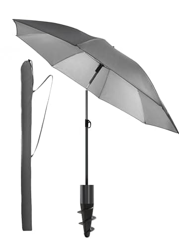 Menz Sonnenschirm Strand, Fb. Anthrazit - UPF 50+ Strandschirm Ø 180 cm, Sonnenschutz für Strand und Balkon - Strandschirm windfest stabil, Sonnenschirm mit Schutzhülle