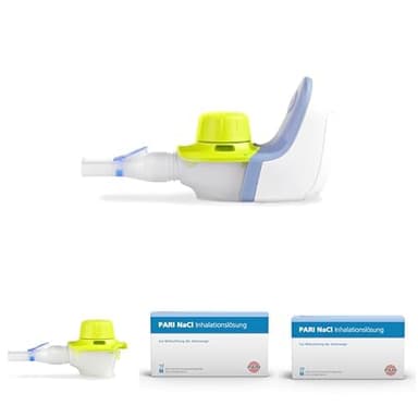 Bundle of PARI BOY free Inhalationsgerät mit Schwingmembran-Technologie + PARI BOY free Year Pack Membranvernebler, Mundstück + PARI NaCl – 10 Ampullen á 5ml NaCl 0,9% + PARI NaCI 20 St. Ampullen