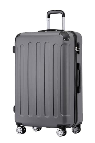 BEIBYE Hartschalen-Koffer Trolley Rollkoffer Reisekoffer Handgepäck 4 Rollen (M-L-XL-Set) (Dark Grey, L)