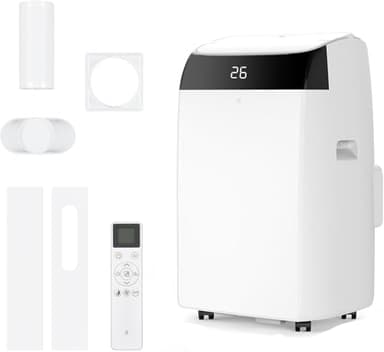 Leises 4-in-1 Mobiles Klimagerät 12000 BTU | Kühlen/Ventilieren/Entfeuchten/Follow-Me | Für Räume Bis 43–51㎡ Abluftschlauch+Digitaldisplay+Fernbedienung+24h-Timer