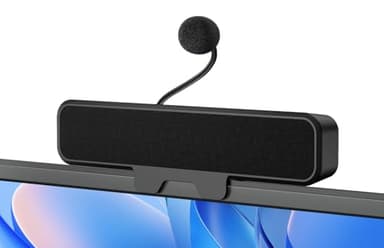 Plyee Audio USB-Computerlautsprecher mit abnehmbarem Mikrofon, Plug-and-Play-Desktop-Lautsprecher mit Monitor-Klemme, Stereo-Sound & Bass, geeignet für PC, PS5, Switch 2 und Laptop