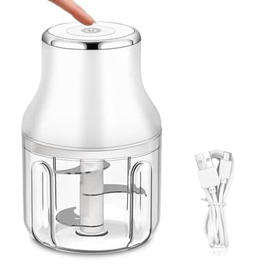 Zerkleinerer Küche Elektrisch, 250 ml mit USB Aufladung, Mini Zwiebelschneider mit 3 Klingen und 2 Stufen, Zwiebel Zerkleinerer für Obst Gemüse Nüsse Fleisch Babynahrung Pesto Dips Soßen