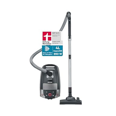 Severin Testsieger Bodenstaubsauger mit Beutel, „Home & Car“, 24kPa, leistungsstark, Allergiefilter, Bodendüse, vielseitigem Zubehör, 4L, 850 W, Schwarz-Grau, BC 7052