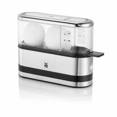WMF Küchenminis Eierkocher aus Cromargan, kocht 1–2 Eier optimal weich, mittel oder hart, einfache Einstellung für optimal Ergebnisse, 250 W, Messbecher, Eipick, platzsparendes Design