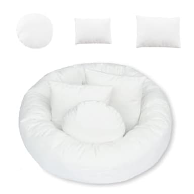 Xanewza 4 Stück Fotorequisiten für Neugeborene, Neugeborenen Foto Requisiten, Baby Fotografie Korb Bilder Kleinkind Posing Requisiten, 1 Foto Donut, 3 Posing Kissen (Fits 0-2 Monat)