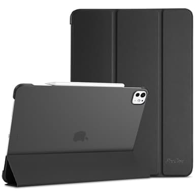 ProCase Hülle für iPad Pro 13 Zoll M5/M4 (2025/2024), Dreifache Schutzhülle Case für 13" iPad Pro M5 2025/ M4 2024, Dünn Leicht Smart Cover mit Translucent Frosted Rückhülle -Schwarz