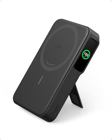 Anker MagGo Powerbank, Qi2-zertifiziertes 15W ultraschnelles MagSafe-kompatibles mobiles Ladegerät, 10.000mAh Akku mit smartem Display & klappbarem Ständer, für iPhone 17/16/15/14, Inkl. USB-C Kabel