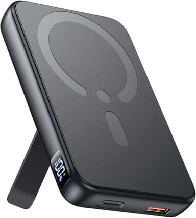 Powerbank für Magsafe, 12000mAh Magnetische Power Bank, PD 22.5W USB-A Ausgabe, Kabelloses Tragbares Ladegerät mit Typ-C-Eingang und Ausgang, LED-Anzeige für iPhone 17/16/15/14/13/12 Serie