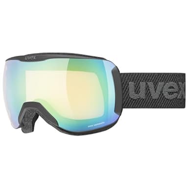 uvex downhill 2100 V - stylische, selbsttönende Skibrille mit Anti-Fog-Beschichtung für Damen und Herren - black matt/green-clear - one size