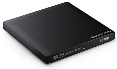 techPulse120 Externes UHD 4k 3D M-Disc BDXL USB 3.0 USB-C Laufwerk Blu-ray Brenner Burner Superdrive Slim BD DVD CD Ultra für Computer Notebook Ultrabook Windows Mac OS Apple iMAC Aluminium Schwarz