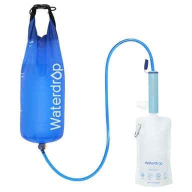 Waterdrop Wasserfilter Outdoor - Entfernt 99,99% aller Bakterien, Wasserfilter Outdoor Survival Camping Filtersystem mit Gravity - Wasserbeutel für Notfälle, Wandern, Reisen (Hellblau)