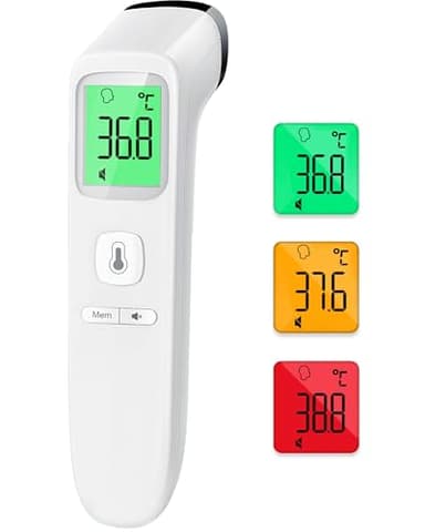 Viproud Fieberthermometer für Babys Erwachsene, Kontaktloses Stirnthermometer, Digitales Infrarot Thermometer mit sofortigen genauen Messwerten, Fieberalarm, LCD-Anzeige und 35 Speicherabruf(Weiß)
