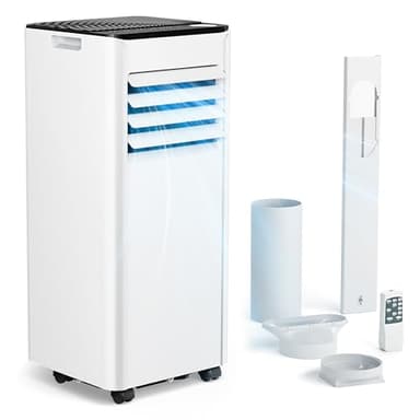 Mobile Klimaanlage 9000 BTU mit Abluftschlauch | 4-in-1 Mobiles Klimagerät | Leiser Betrieb <48 dB | Digitaldisplay + Fernbedienung | Fenster-Installationsset | 24h-Timer | Für Räume bis 25 m²