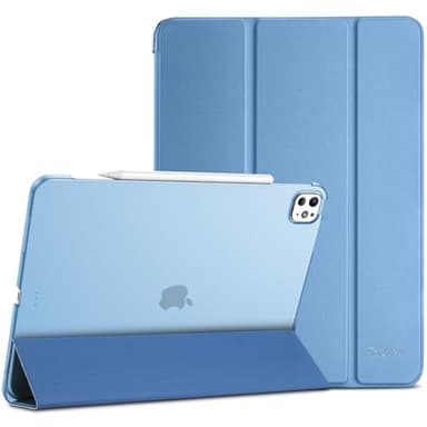 ProCase Hülle für iPad Pro 13 Zoll M5/M4 (2025/2024), Dreifache Schutzhülle Case für 13" iPad Pro M5 2025/ M4 2024, Dünn Leicht Smart Cover mit Translucent Frosted Rückhülle -Blau