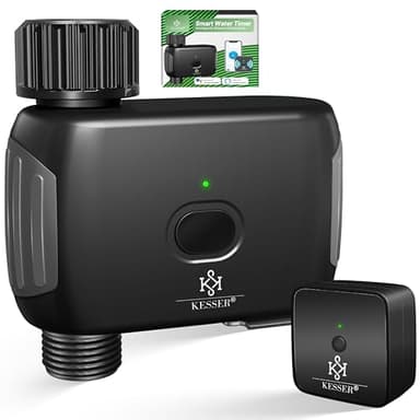KESSER® Bewässerungssteuerung mit WLAN WiFi | Bewässerungscomputer für Garten & Balkon | Bewässerungssystem mit Zeitschaltuhr | Automatische Bewässerung App & Sprachsteuerung | Schwarz