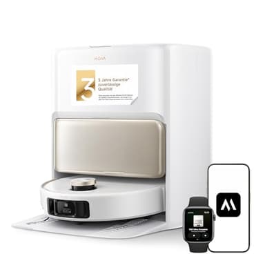 Mova V50 Ultra Complete Saugroboter mit Wischfunktion 24.000 Pa, 6cm Hindernisüberwindung, Liftable Navigation+RGB AI+LED, 80℃ Heißwasserwäsche & 63℃ Selbsttrocknung, DuoSolution System, Tricut Bürste
