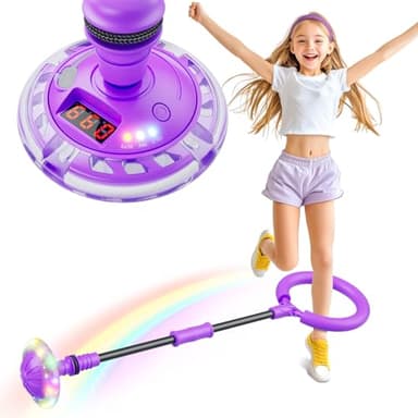 Hot Bee Kinder Blinkender Springring Fußkreisel mit Zähler, Timerzähler, Spielzeug Geschenke für Mädchen 6 7 8 9 10 11 Jahre, Aufladbare Swing Wheel, Weihnachten, Geburtstag Lila