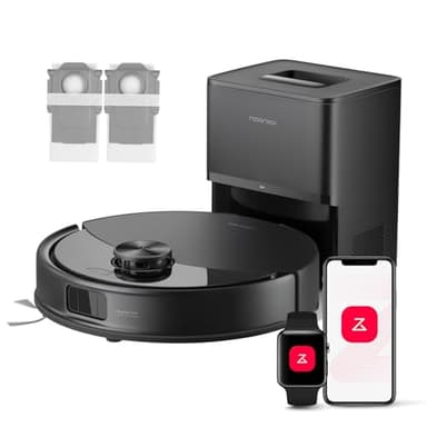 roborock Q10 S5+ Set Saugroboter mit Wischfunktion, 10.000 Pa Saugkraft | Dual Anti-Tangle System, Auto Lifting Mopping, ReactiveTech-Hindernisvermeidung, Ideal für Tierhaare, Teppiche (Schwarz)
