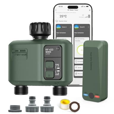 Shrivee Smart Bewässerungscomputer WLAN mit 2 Zonen Ausgängen und 5 Programme Bewässerungssystem mit Regenverzögerung/Automatische Bewässerung, Ideal für Gewächshaus & Garten