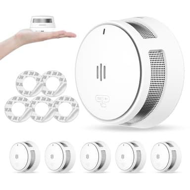 Rauchmelder, 10 Jahre Batterie, Rauchmelder für Zuhause, Feueralarm mit Stummschaltfunktion aus der Ferne, große Test-/Stummschalttaste, konform mit EN14604 (5 Stück)