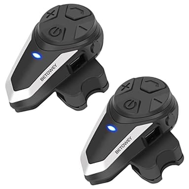 BETOWEY BT-S3 Doppeltes Motorrad Intercom-Set für 2 Personen - 1000m Reichweite, Bluetooth Helm-Kommunikationskit Freisprecheinrichtung, Zwillingspack