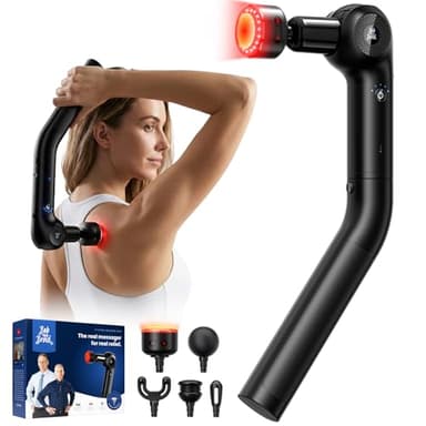 BOB AND BRAD L7 Ultra Massagepistole mit Wärmefunktion & Rotlicht – Deep Tissue 2-in-1 Massage Gun für Rücken, Verlängerungsgriff, Mini, 180° verstellbarer Kopf, leise <55dB, Geschenke