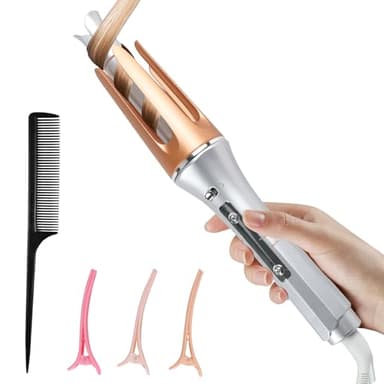 Aohcae automatischer lockenstab, 3 Temperaturstufen (170-210°C) lockenwickler aufheizbar, 25mm hair curler mit 3 haarklammer und stielkamm, curling iron set für Lange Haare, Geschenk für Junge Mädchen