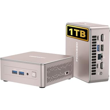 GEEKOM Mini PC A5 mit AMD Ryzen 5 7430U,16GB RAM 1TB SSD(max.64GB+4TB), Windows 11 Pro, Ultra-leiser kompakter Desktop-PC mit AMD Radeon Grafik,Dual HDMI 4K-Ausgang,SD-Kartensteckplatz für Homeoffice