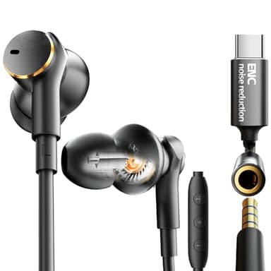 Dual-Treiber Ohrhörer mit Kabel und ENC Lärmreduzierung,In-Ear Kabel Kopfhörer mit Hi-Fi-Stereo-Bass und DAC-Sound-Verbesserung,Call Mic Noise-cancelling Wired Earbuds,Dynamischer Subwoofer Earphones