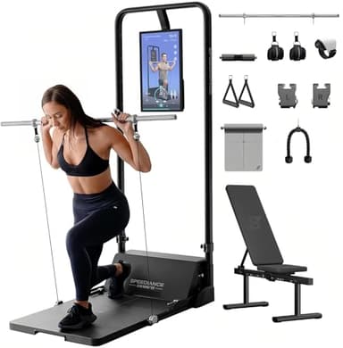 Speediance Smart Home Gym System, Gym Monster Multifunktionale Smith Maschine Home Gym Power Cage, Tragbare Kabelmaschine für Home Workout, Ganzkörper-Krafttraining Fitness（Works Plus）