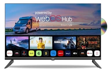 Cello C3224WSF 12 Volt 32 Zoll TV 12V Traveller Smart rahmenloser Fernseher und DVD-Player Ultraschnelles WebOS, Bluetooth, Netflix, Prime Video, Apple TV+, DAZN, Pluto