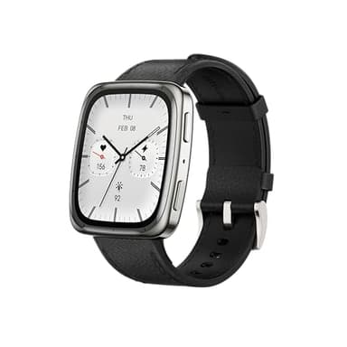 Amazfit Active 2 Smartwatch 43mm 1,75" AMOLED-Display, Offline-Karten mit GPS, 10 Tage Akku, 160+ Sportmodi, Wasserfest, Herzfrequenz & Schlaftracker für Android & iPhone, Schwarzes Lederarmband