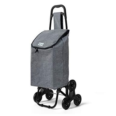 VOUNOT® Einkaufstrolley Treppensteiger, Trolly Einkaufswagen Klappbar, Hackenporsche mit 3 Räder, Wasserdichter, 32L, Grau