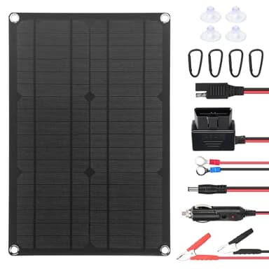 Solar-Autobatterie-Ladegerät, Solarpanel-Set, 12 V, 20 W, tragbares Solar-Ladepanel mit Steuerbox und SAE-Umwandlungskabeln für Auto, Wohnmobil, Motorrad, Boot
