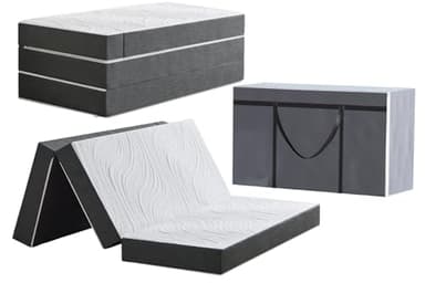 Twirest Klappmatratze Faltbare Gästematratze 120 x 195 x 15 cm Waschbar & Klappbar 4-teilige Faltmatratze mit abnehmbarem Bezug für Reisen Camping Gästebett Grau
