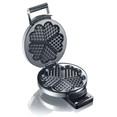 GRAEF Waffeleisen Hörncheneisen WA80 Edelstahl, Herzchenform, Kabelaufwicklung mit Steckerhalter, Platzsparendes Format, Antihaftbeschichtung
