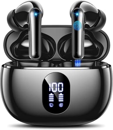 Bluetooth Kopfhörer Kabellos Bluetooth 5.4 In Ear Kopfhörer mit 4 ENC Noise Cancelling Mikrofon, LED Anzeige & 48 Std Spielzeit, HiFi Tiefer Bass Wireless Earbuds IPX7 Wasserdicht für Arbeit & Studium