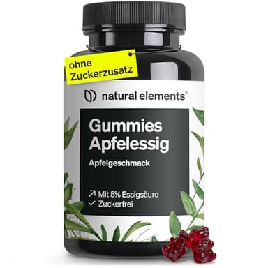 Apfelessig Gummies – 120 Gummibärchen mit Apfelessig, Vitamin B6, B12, Folsäure und Jod – vegan, optimal dosiert, ohne Zusatz von Zucker – in Deutschland entwickelt & laborgeprüft