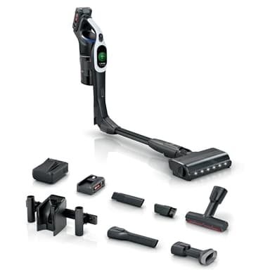 Bosch Akku-Staubsauger Unlimited 10 BTS1042WAC, kabellos, MicroClean Technology, TFT-Display, Staubkomprimierung, HEPA-Filtersystem, 10 J. Motorgarantie, 4 Ah Akku, LED-Licht, Schnellladegerät, weiß