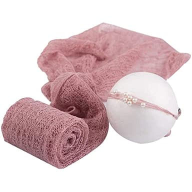 yufana 2 Stück Neugeborenes Baby Fotografie Foto Prop,Stretch Wrap Baby Lange Ripple Wrap,Neugeborene Fotografie Requisiten,Wickeldecke Wickeltuch mit Stirnband für Baby Jungen Mädchen Geschenk