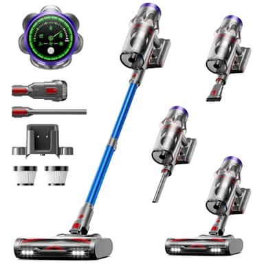 Avalsor Akku Staubsauger 50000Pa/600W/65Min, 1,8L Staubsauger Kabellos mit Staubabstreif-Funktion, Anti-Tangle-Bürste, 8-Fach-Filtration Akkustaubsauger Selbststehend für Teppiche/Tierhaare/Hartböden